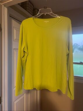 Lands' End Long-Sleeve Crew Neck Top in Bright Lime